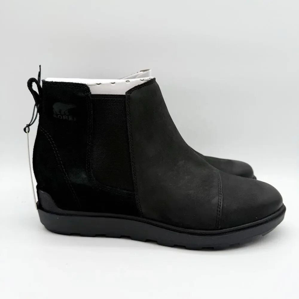 Sorel Womens Evie ll Chelsea Ankle Bootie US 11 EU 42 Black Suede Waterproof NIB